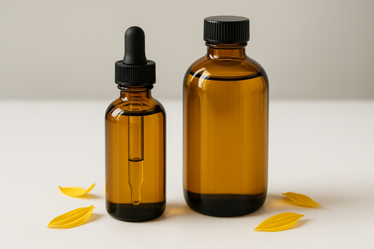 sunflower oil in a amber 2oz and 4oz bottle